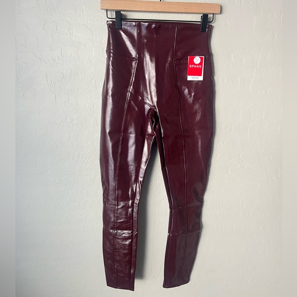 NWT Spanx patent leather high rise pants ruby red Medium - Picture 8 of 13